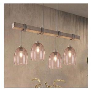 Brilagi - Lampadario a cavo WOOD GLASS 4xE27/60W/230V pino/grigio/beige fumé