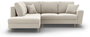 Divano angolare beige allungabile e con contenitore (con penisola a sinistra/a L) con rivestimento in velluto Kyoto – Cosmopolitan Design