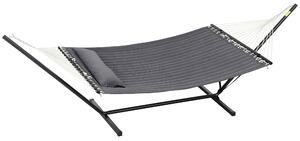 Outsunny Amaca da Giardino Portatile con Cuscino Integrato, in Cotone, Poliestere e Acciaio, 368x93x110 cm, Grigio Scuro