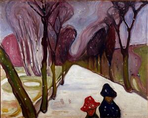 Riproduzione Allee in a whirlwind of snow, Munch, Edvard