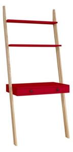 Scaffale da scrivania LENO 79x183cm - legno di frassino / rosso