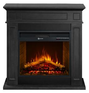 Camino elettrico da terra in legno Nero JEFFERSON L89,5 x H90,5 x P28 cm