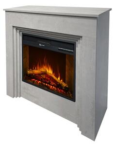 Camino elettrico da terra in legno effetto Cemento BELLINI L96 x P35 x H96 cm