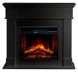 Camino elettrico da terra in legno Nero CAMBRIDGE 110x36x100h