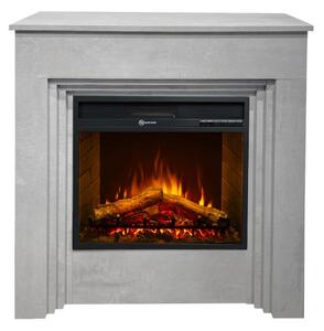 Camino elettrico da terra in legno effetto Cemento BELLINI L96 x P35 x H96 cm
