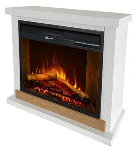 Camino elettrico da terra in legno bianco Stoccolma L75xP28xH70 cm