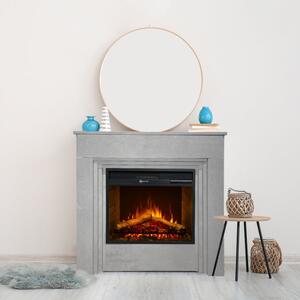 Camino elettrico da terra in legno effetto Cemento BELLINI L96 x P35 x H96 cm