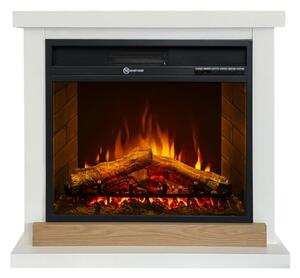 Camino elettrico da terra in legno bianco Stoccolma L75xP28xH70 cm