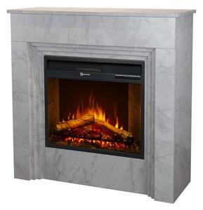 Camino elettrico da terra in legno effetto Marmo Bianco BELLINI L96 x P35 x H96 cm