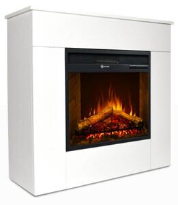 Camino elettrico da terra in legno bianco MICHELANGELO 96x36x90h cm