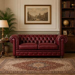 Divano Chesterfield in Pelle Primo Fiore Premium – Iconico, Finiture di Pregio