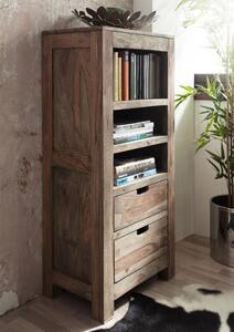Scaffale in legno di Sheesham / palissandro 55x37x120 grigio scuro oliato NATURE GREY #154