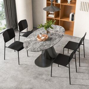 Costway Set di 4 sedie da pranzo con schienale ergonomico e seduta ampia, Sedie laterali senza bracci portata 160kg Nero