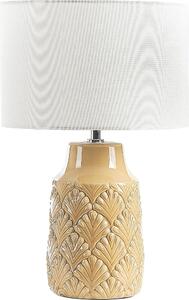 BELIANI Lampada da tavolo Giallo Vetroceramica Base lucida Paralume in tessuto Lampada da notte per illuminazione da tavolo Design moderno