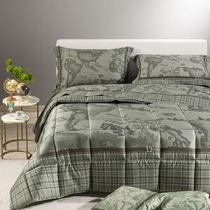Trapunta MATRIMONIALE Geo Tartan Green UNICA Raso Di Cotone Caleffi