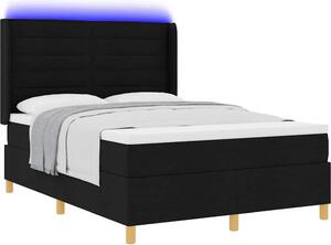 Letto a molle con strisce LED Nero 160 x 200 cm Tessuto
