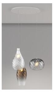TIDE SOSPENSIONE ROTONDA 3 LUCI BIANCA CON DIFFUSORI IN VETRO RIGATO COLORATO LAMPADINE ATTACCO E27 MODERNA