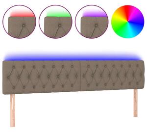 Testiera a LED Tortora 180x7x78/88 cm in Tessuto