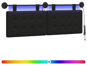 Testiera sospesa Con luce LED Nero Pelle finta