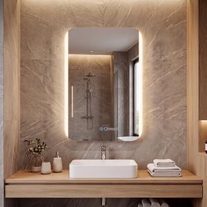 Costway Specchio da bagno con luce e retroilluminazione con 3 colori e luminosità regolabili funzione memoria, Specchio da parete per ingresso
