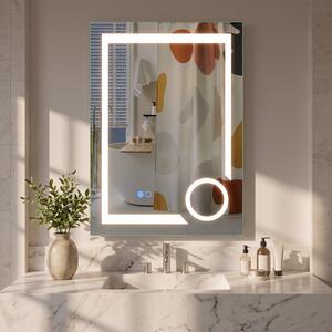 Costway Specchio bagno con luci led con mirror moderno per trucco luminosità e colore regolabili, Specchio da parete con antiappannamento