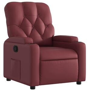Poltrona Reclinabile Rosso Vino in Pelle finta