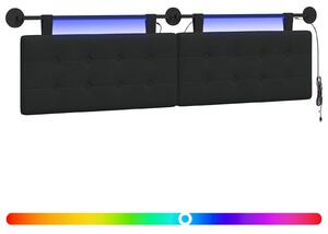 Testiera sospesa Con luce LED Nero Tessuto