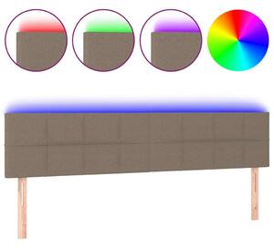 Testiera a LED Tortora 200x5x78/88 cm in Tessuto