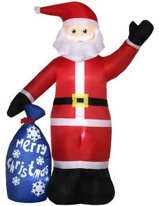 Outsunny Babbo Natale Gonfiabile con Luci LED Bianche e Gonfiatore Incluso, 146x77x238 cm