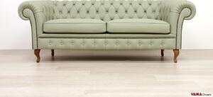 Divano Chesterfield verde salvia 2/3 posti in pelle
