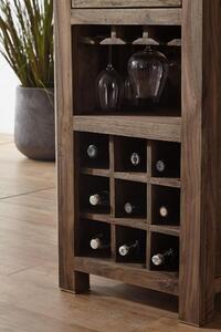 Porta bottiglie in legno di Sheesham / palissandro 50x36x180 grigio scuro oliato NATURE GREY #51