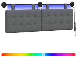 Testiera sospesa Con luce LED Grigio Scuro Tessuto