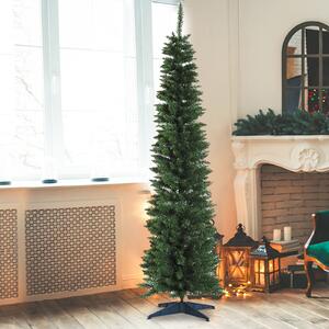 HOMCOM Albero di Natale Artificiale Slim 180cm con 390 Rami Supporto in Metallo