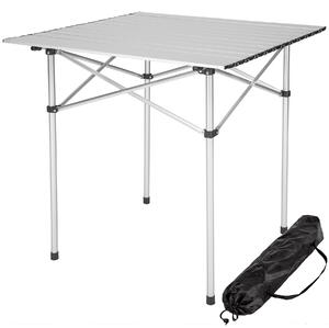 Tectake 401169 tavolo da camping in alluminio 70x70x70cm, pieghevole - grigio