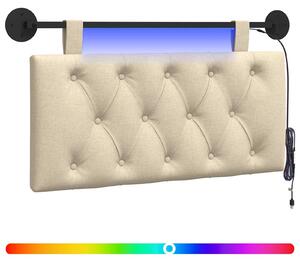 Testiera sospesa Con luce LED Crema Tessuto