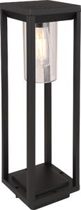 Lampada da terra, alluminio, finitura nera opaca, diffusore trasparente, altezza 50 cm, modello CANDELA