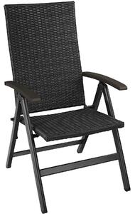 Tectake 404570 sedia in rattan pieghevole melbourne con telaio in alluminio - nero