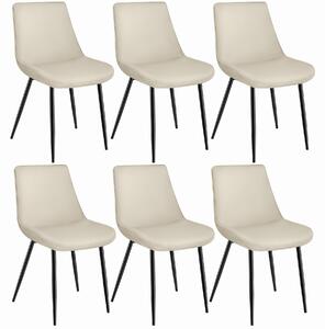 Tectake 404940 set di 6 sedie monroe effetto velluto - crema