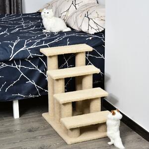 PawHut Scaletta per gatti con 4 piani in pannello truciolare peluche marrone chiaro 63.5 x 43 x 60cm