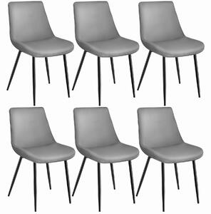 Tectake 404934 set di 6 sedie monroe effetto velluto - grigio