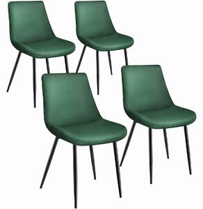 Tectake 404930 set di 4 sedie monroe effetto velluto - verde scuro