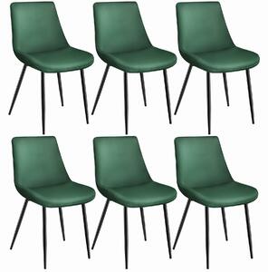 Tectake 404931 set di 6 sedie monroe effetto velluto - verde scuro
