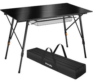 Tectake 404985 tavolo da campeggio in alluminio bastian regolabile in altezza - nero