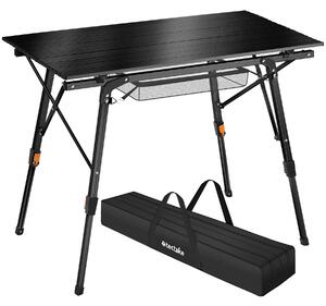 Tectake 404983 tavolo da campeggio in alluminio tina pieghevole e regolabile in altezza - nero