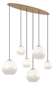 Lampada a sospensione Hotel Chic ottone con vetro bianco rettangolare 6 luci - Misty