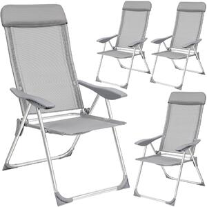 Tectake 402181 4 sedie da giardino pieghevoli in alluminio con poggiatesta - grigio