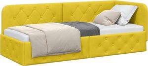 Cornice del letto ad angolo Giallo 80 x 200 cm Velluto