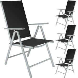 Tectake 401632 4 sedie da giardino in alluminio pieghevoli - nero/argento