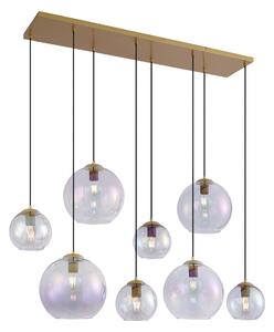Lampada a sospensione Art Déco oro con vetro arcobaleno 8 luci - Sandra
