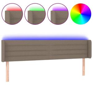 Testiera a LED Tortora 163x16x78/88 cm in Tessuto